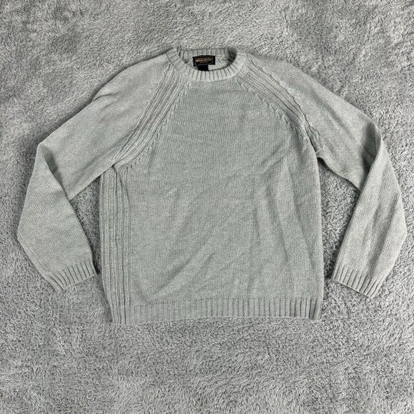 Woolrich Women's Cozy Ribbed Cable Knit Sweater M Grey Light Blue Wool Cashmere - Picture 1 of 16